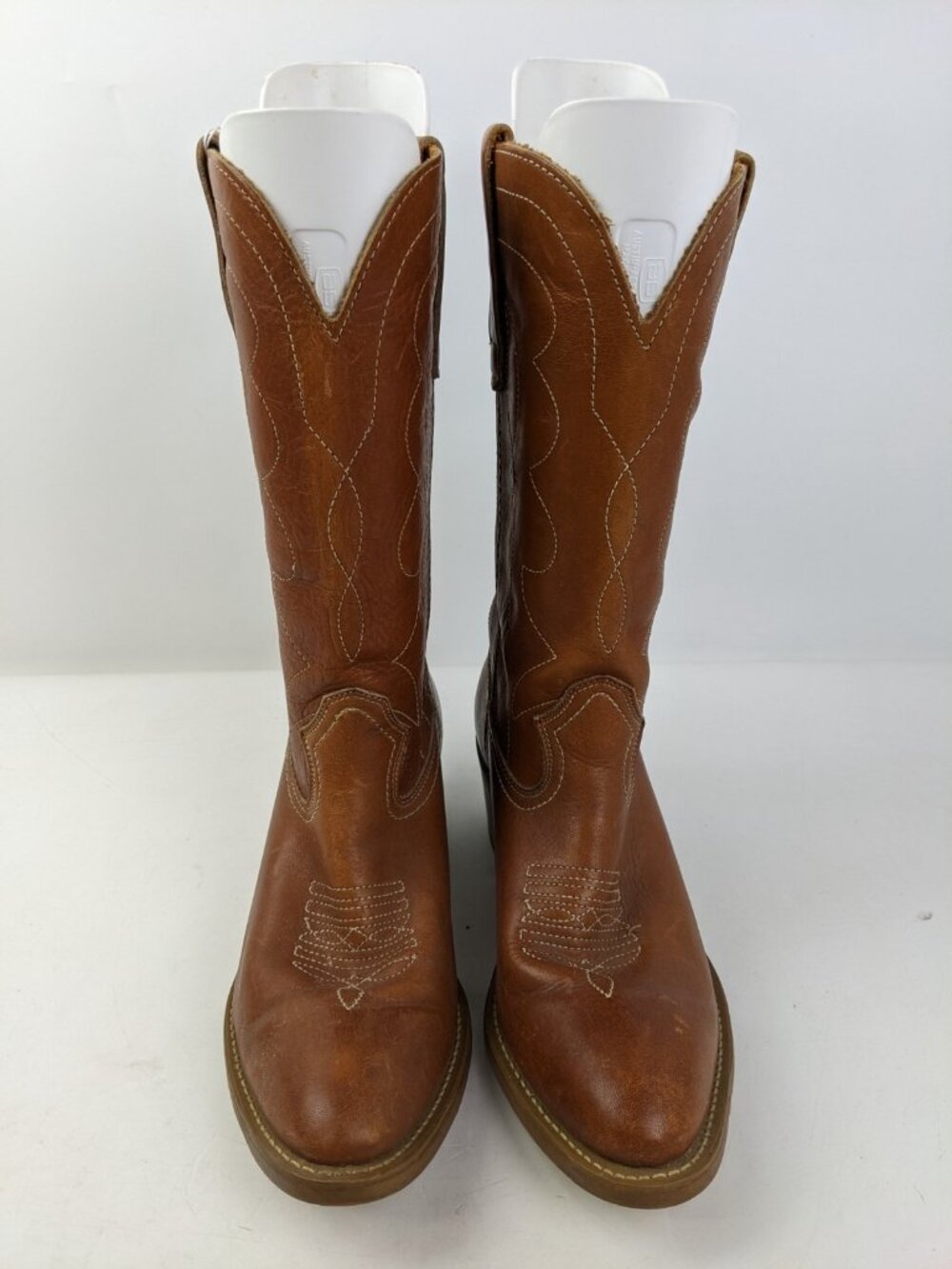 Vintage Handmade Brown Leather Western Cowboy Boots Mens Size 9